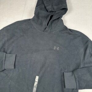 Under Armour Icon Rev Terry Hoodie Men Large Black Loose Fit 6012321 NEW